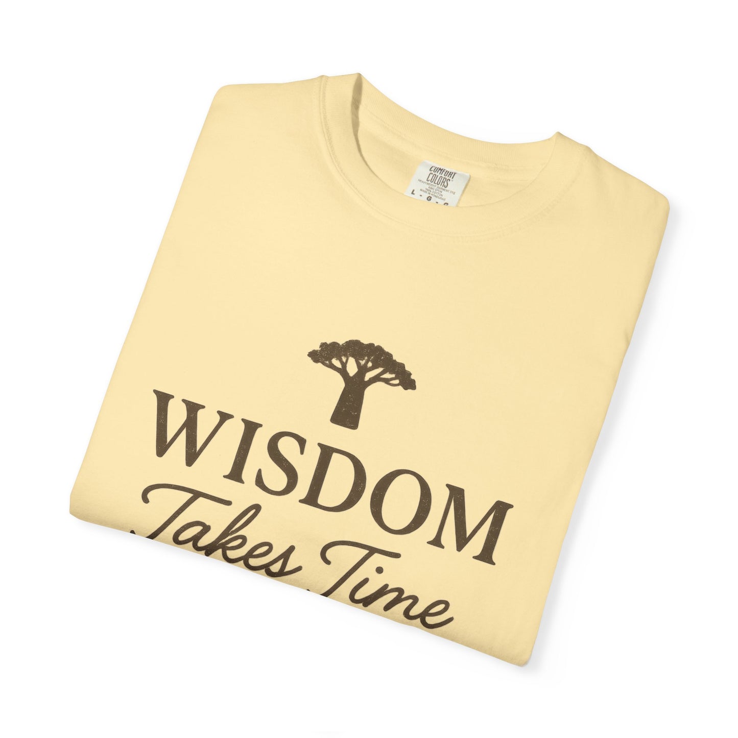 Garment-Dyed T-Shirt - Wisdom Takes Time, Unisex Tee, Inspirational T-Shirt, Casual Wear, Gift for Friends, Positive Vibes