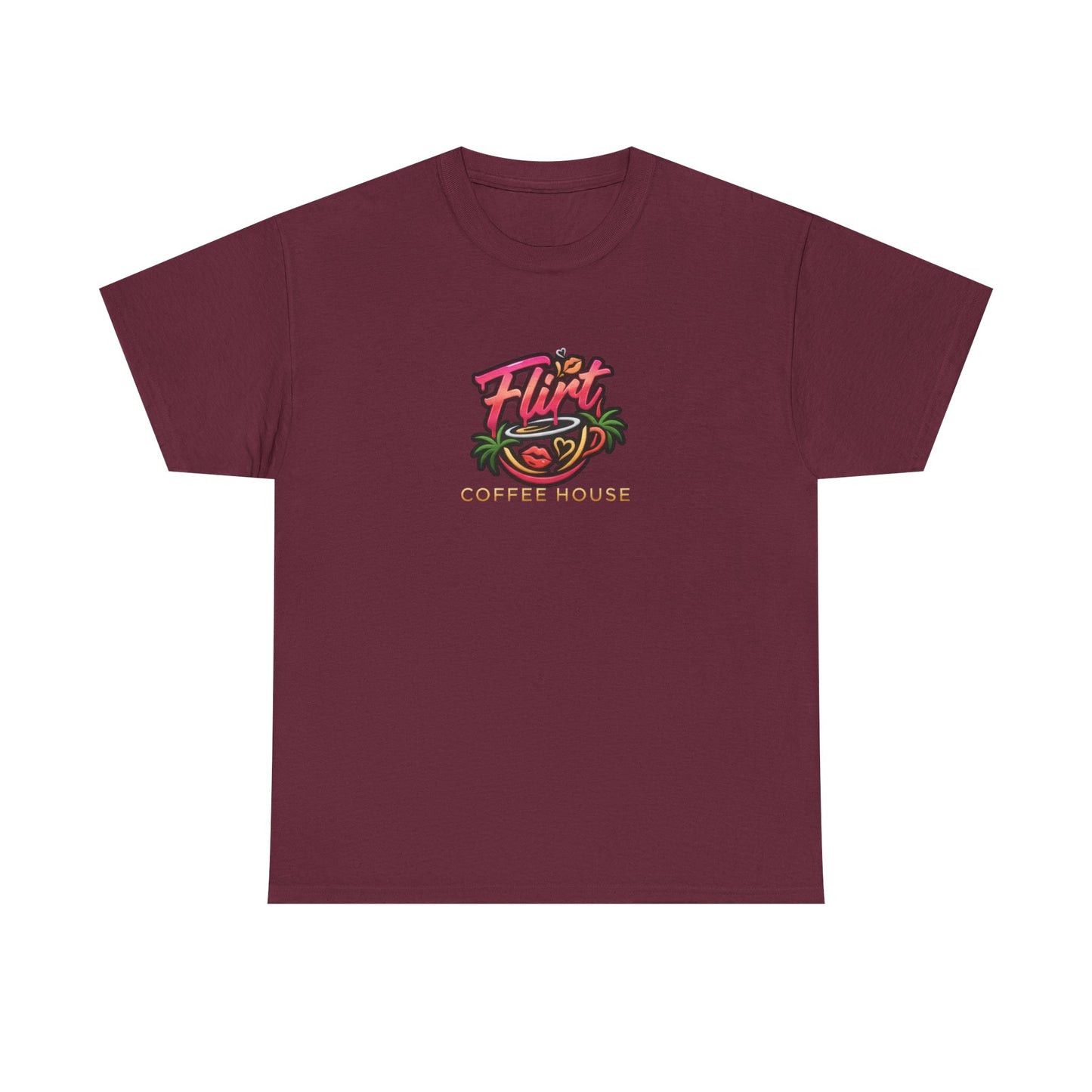 Flirt Coffee House Tee - Unisex Heavy Cotton Shirt, Funny Graphic Tee, Coffee Lover Gift, Casualwear, Trendy Outfit