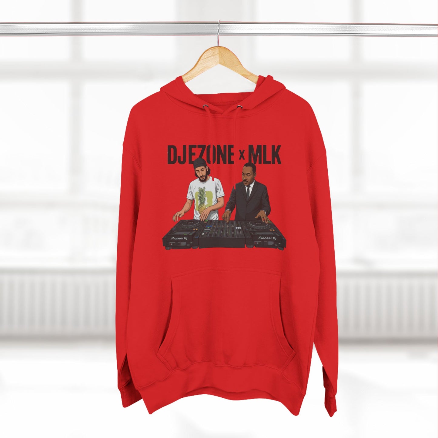 DJ Turntable Collaboration Hoodie — 'DJEZONI x MLK' Graphic Fleece Pullover