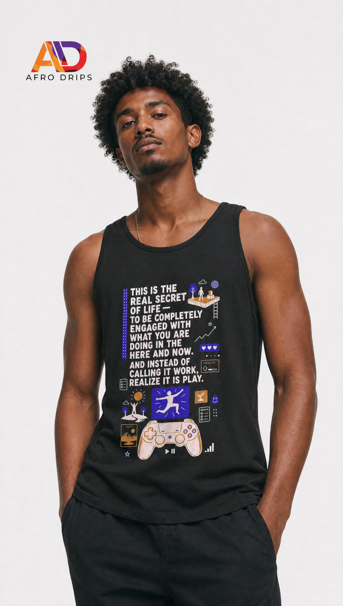 Gamer Quote Tank Top — “Real Secret of Life” Graphic Vest