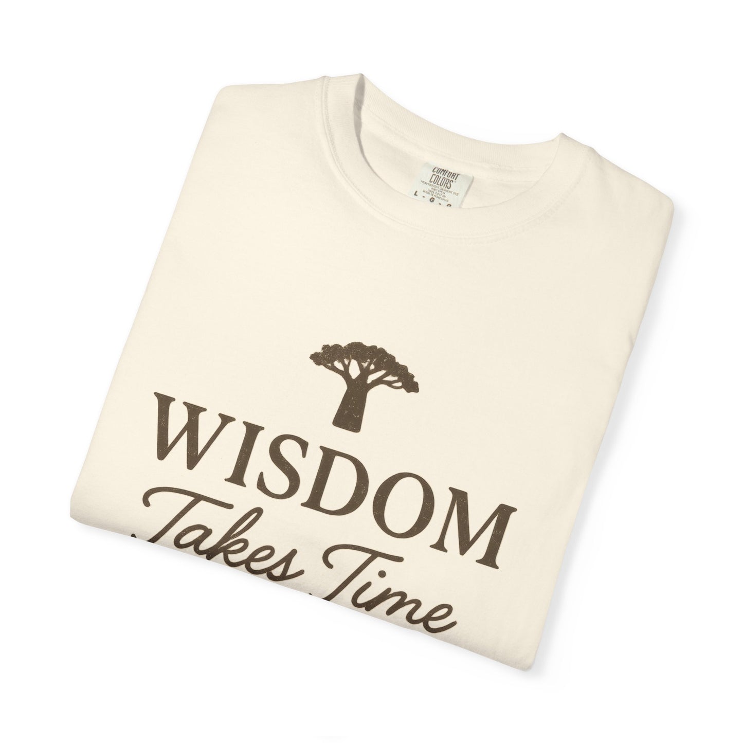 Garment-Dyed T-Shirt - Wisdom Takes Time, Unisex Tee, Inspirational T-Shirt, Casual Wear, Gift for Friends, Positive Vibes