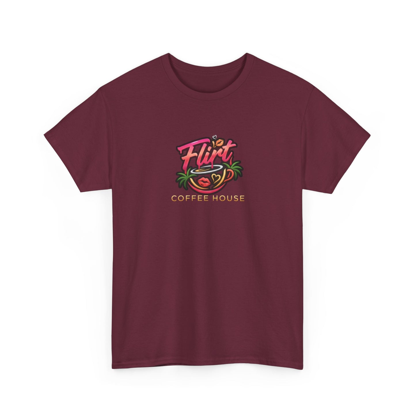 Flirt Coffee House Tee - Unisex Heavy Cotton Shirt, Funny Graphic Tee, Coffee Lover Gift, Casualwear, Trendy Outfit