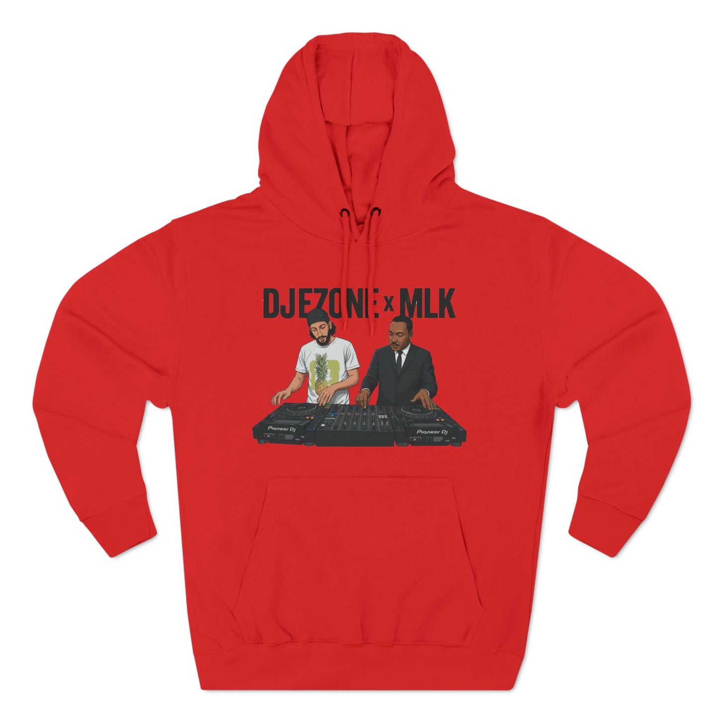DJ Turntable Collaboration Hoodie — 'DJEZONI x MLK' Graphic Fleece Pullover