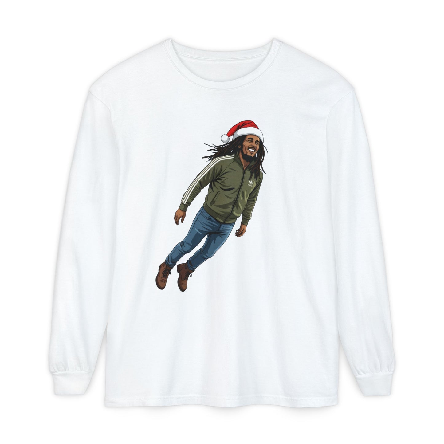Santa Hat Rasta Man Long Sleeve Tee