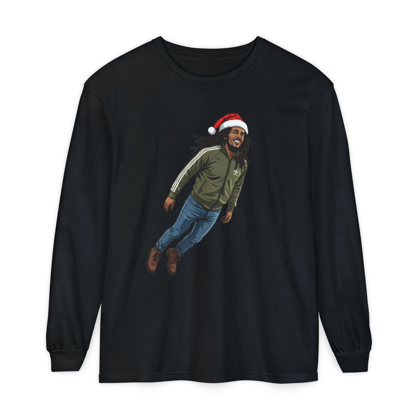 Santa Hat Rasta Man Long Sleeve Tee