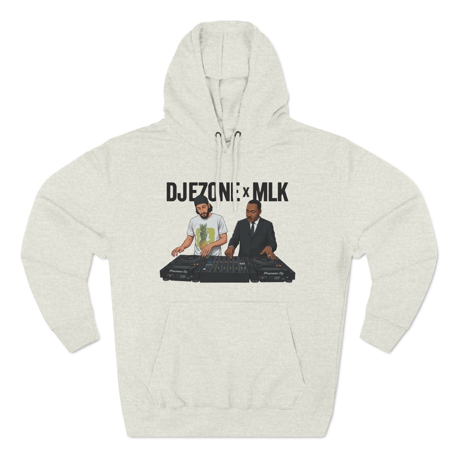 DJ Turntable Collaboration Hoodie — 'DJEZONI x MLK' Graphic Fleece Pullover