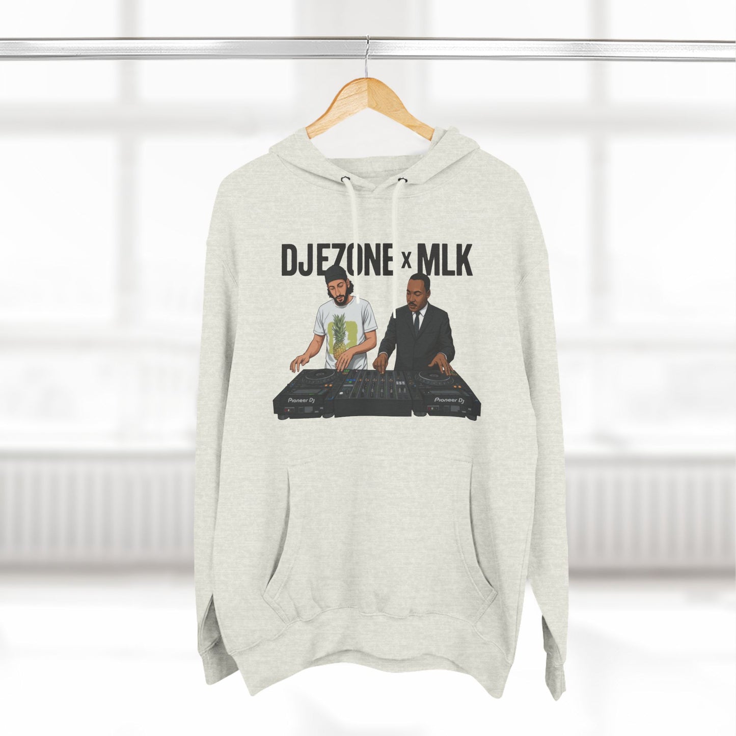 DJ Turntable Collaboration Hoodie — 'DJEZONI x MLK' Graphic Fleece Pullover