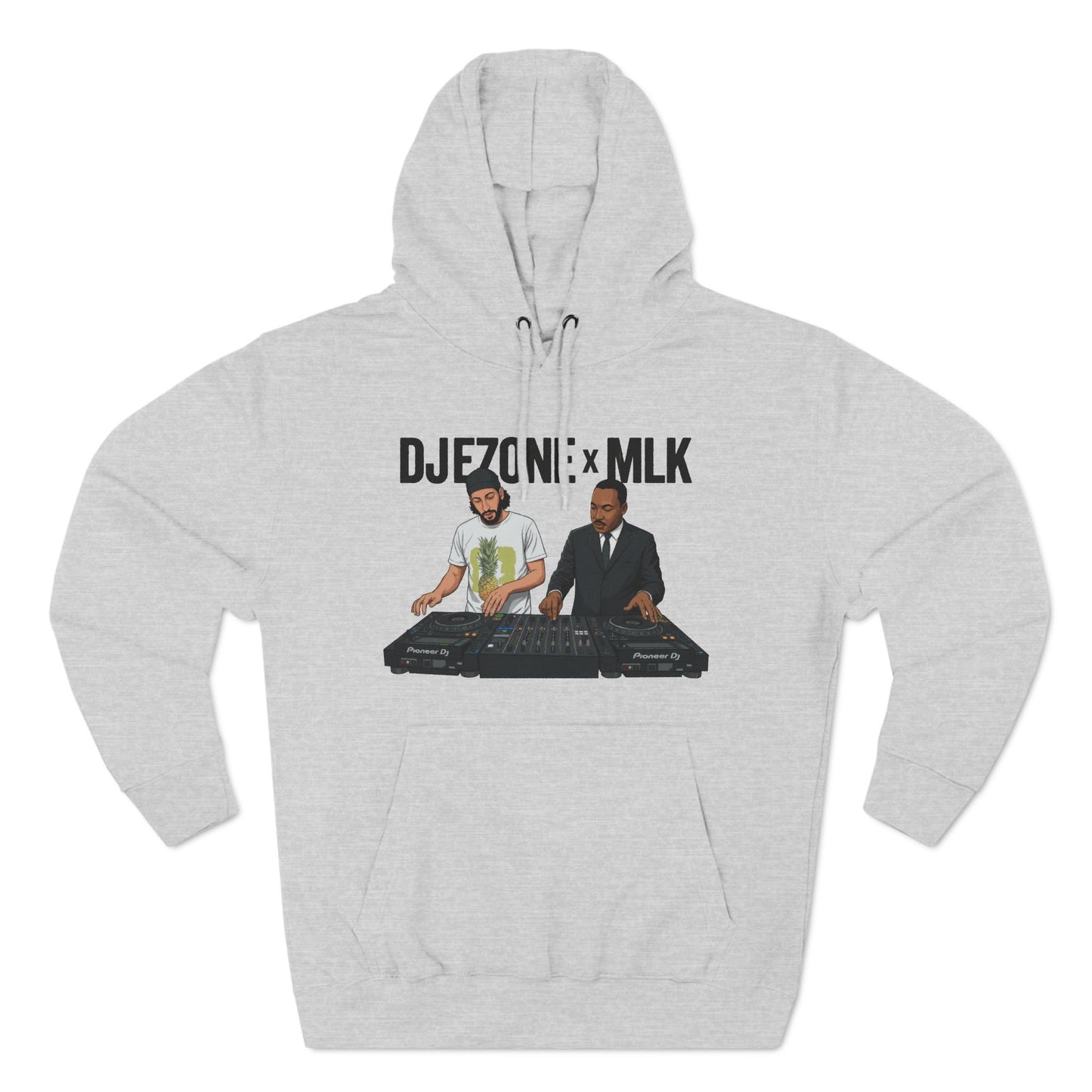 DJ Turntable Collaboration Hoodie — 'DJEZONI x MLK' Graphic Fleece Pullover