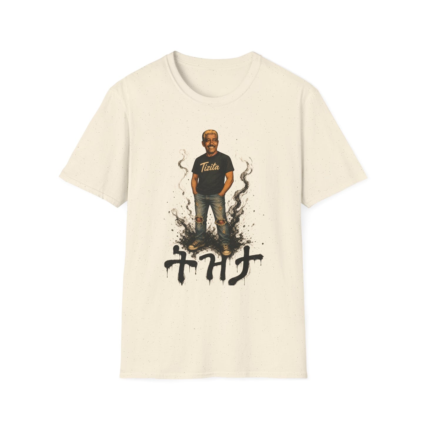 T-Shirt — Retro Graphic 'TIZITA' Portrait Tee (Vintage Vibe, Smoky Accent)