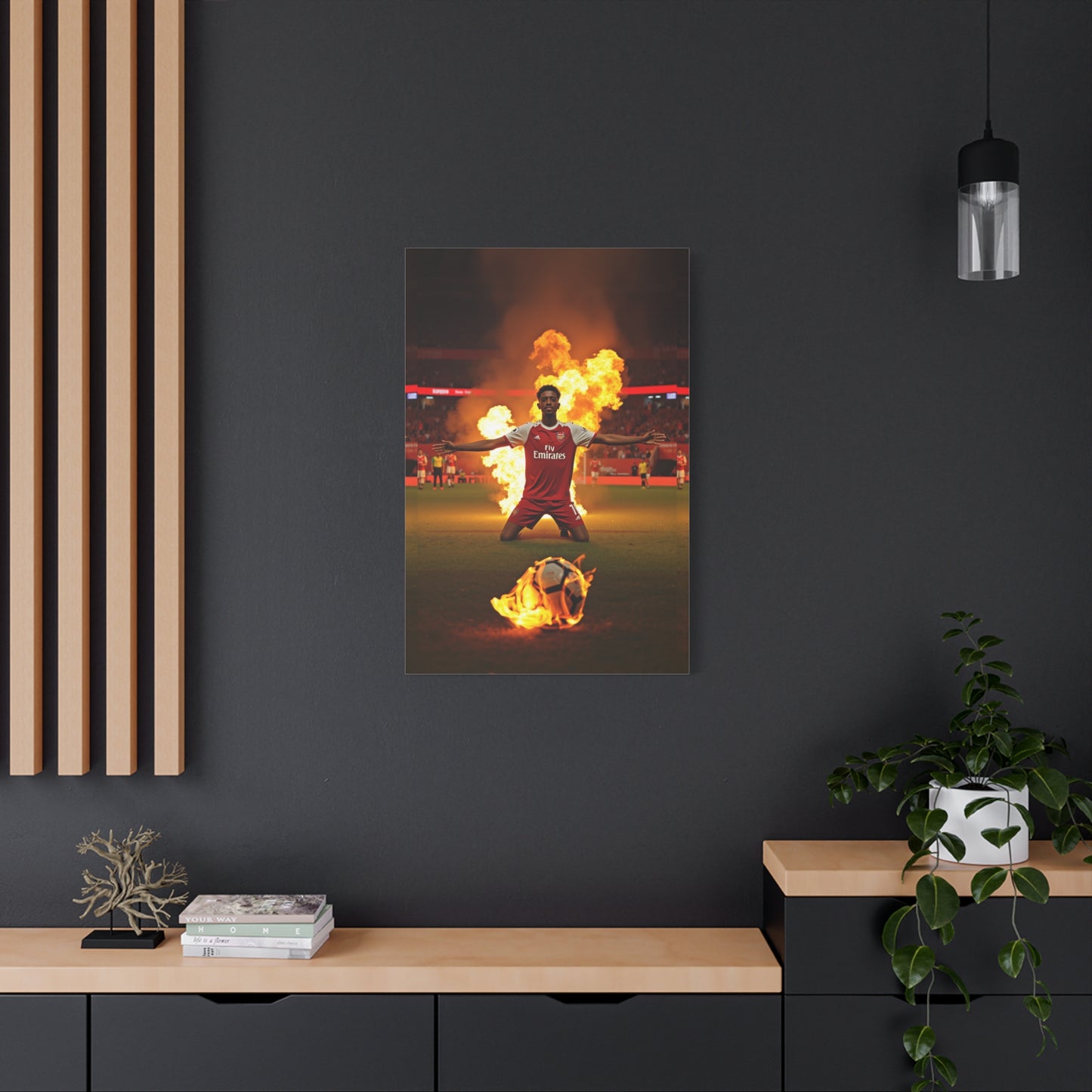 Soccer Themed Matte Canvas Print - DJ SORA PRINCE Fiery Goal Celebration Art