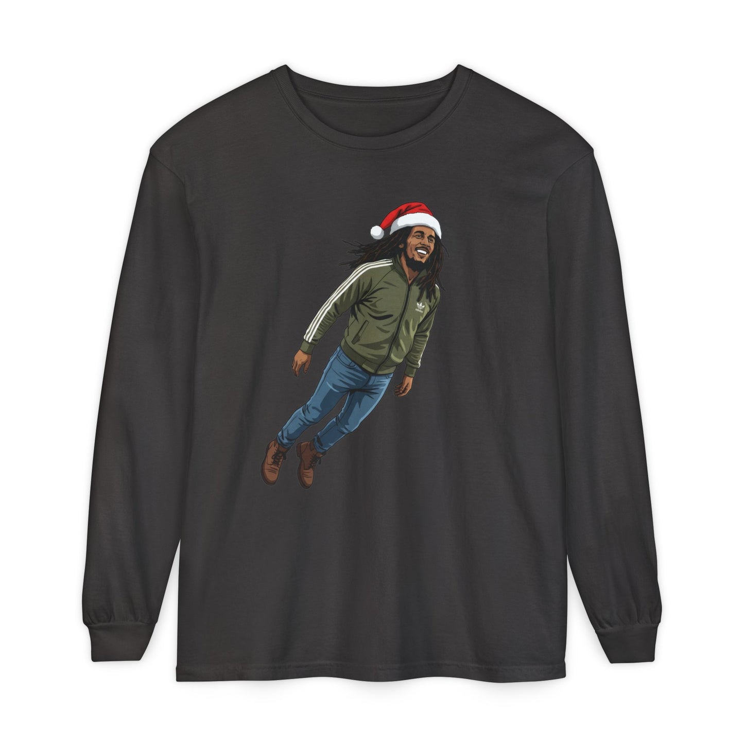 Santa Hat Rasta Man Long Sleeve Tee