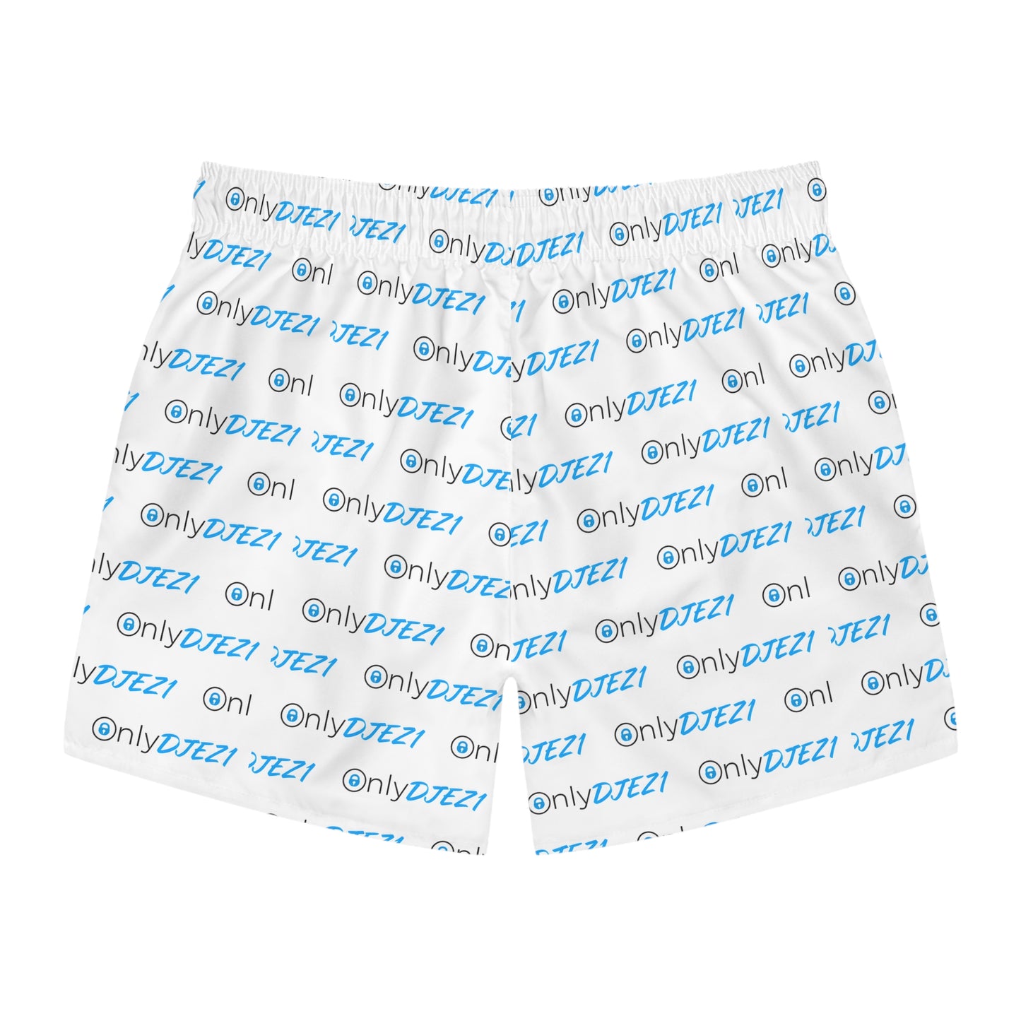DJEZ1 Swim Trunks — All-Over Logo Print