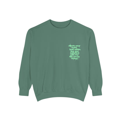Motivational Quote Sweatshirt — "Open Your Eyes, Look Within" Lavender Crewneck