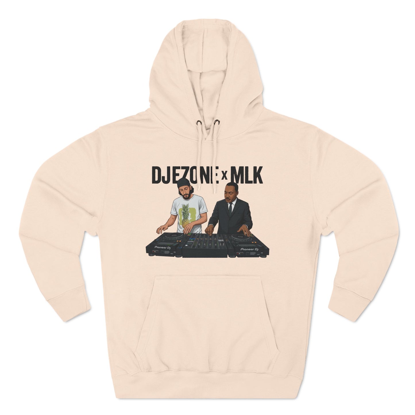 DJ Turntable Collaboration Hoodie — 'DJEZONI x MLK' Graphic Fleece Pullover