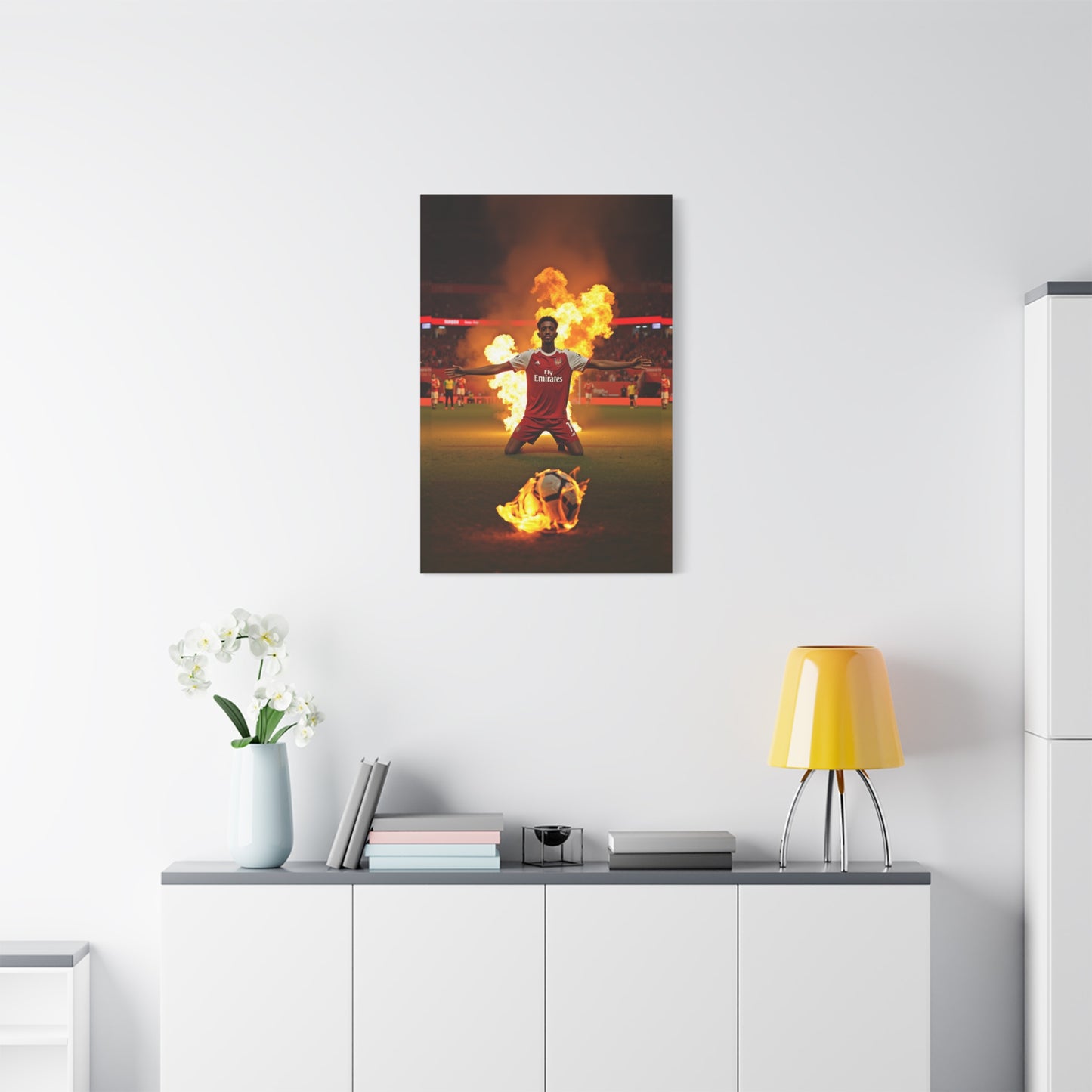 Soccer Themed Matte Canvas Print - DJ SORA PRINCE Fiery Goal Celebration Art