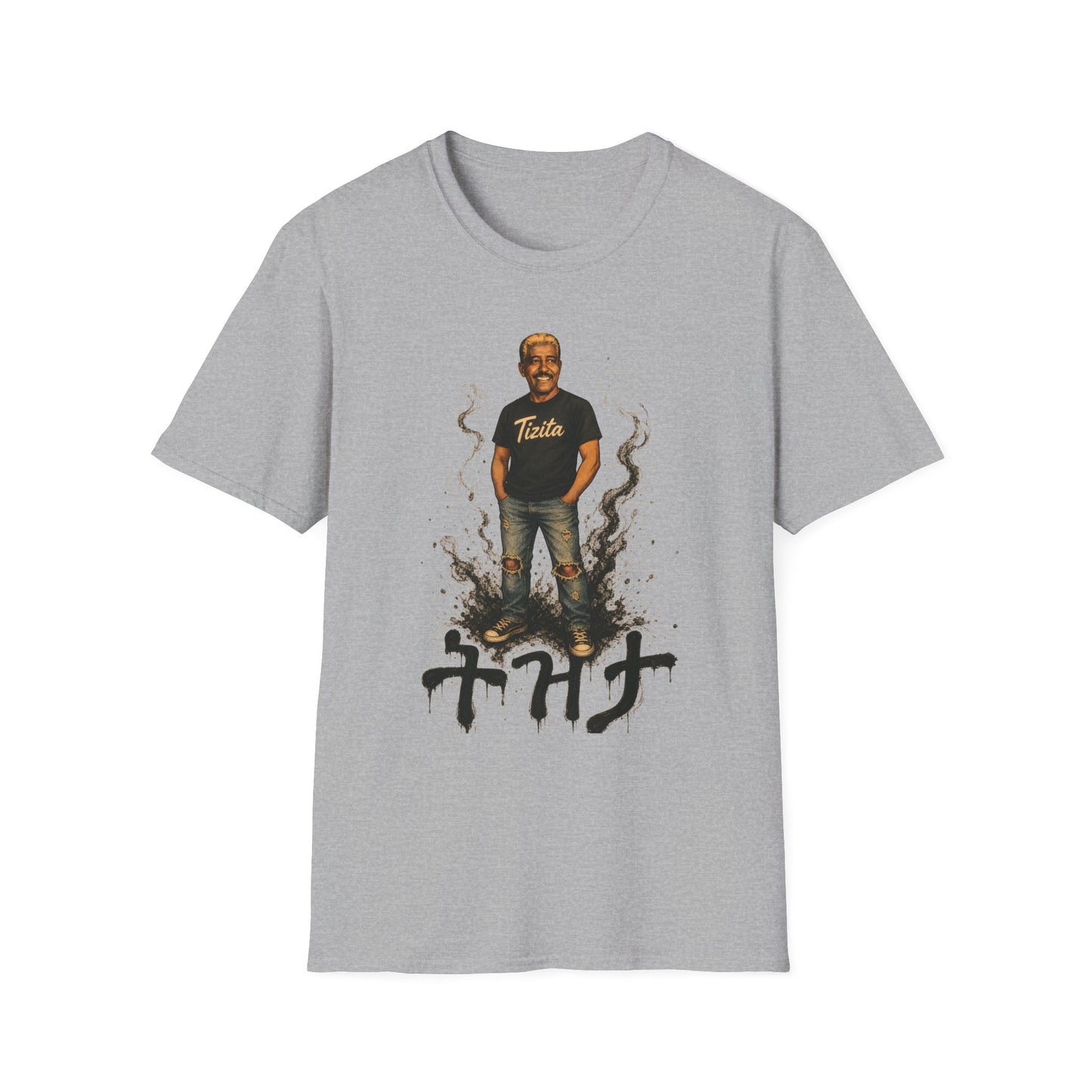 T-Shirt — Retro Graphic 'TIZITA' Portrait Tee (Vintage Vibe, Smoky Accent)