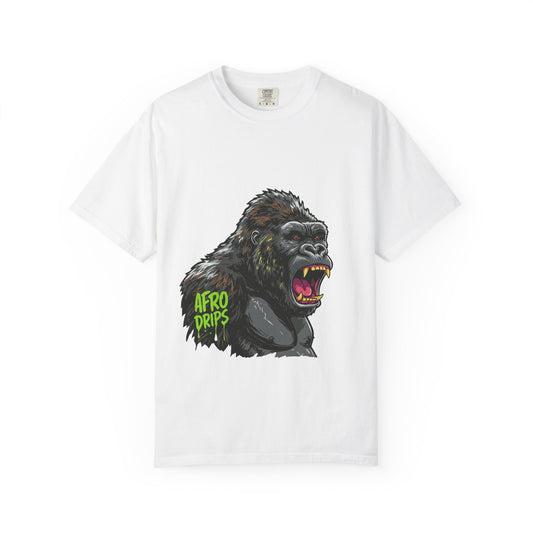 Gorilla Graphic T-Shirt: Afro Drips, Fun Apparel, Unisex Wear, Gift for Animal Lovers, Unique Fashion, Streetwear Style