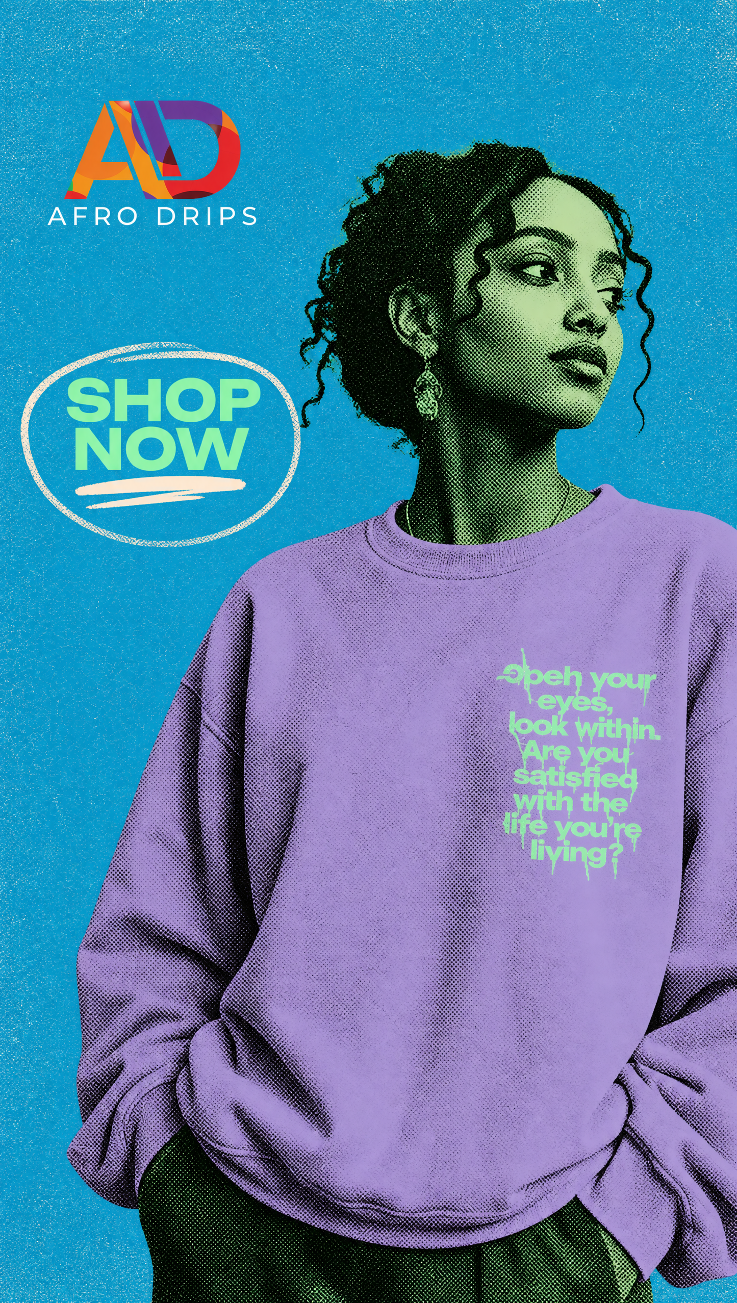 Motivational Quote Sweatshirt — "Open Your Eyes, Look Within" Lavender Crewneck