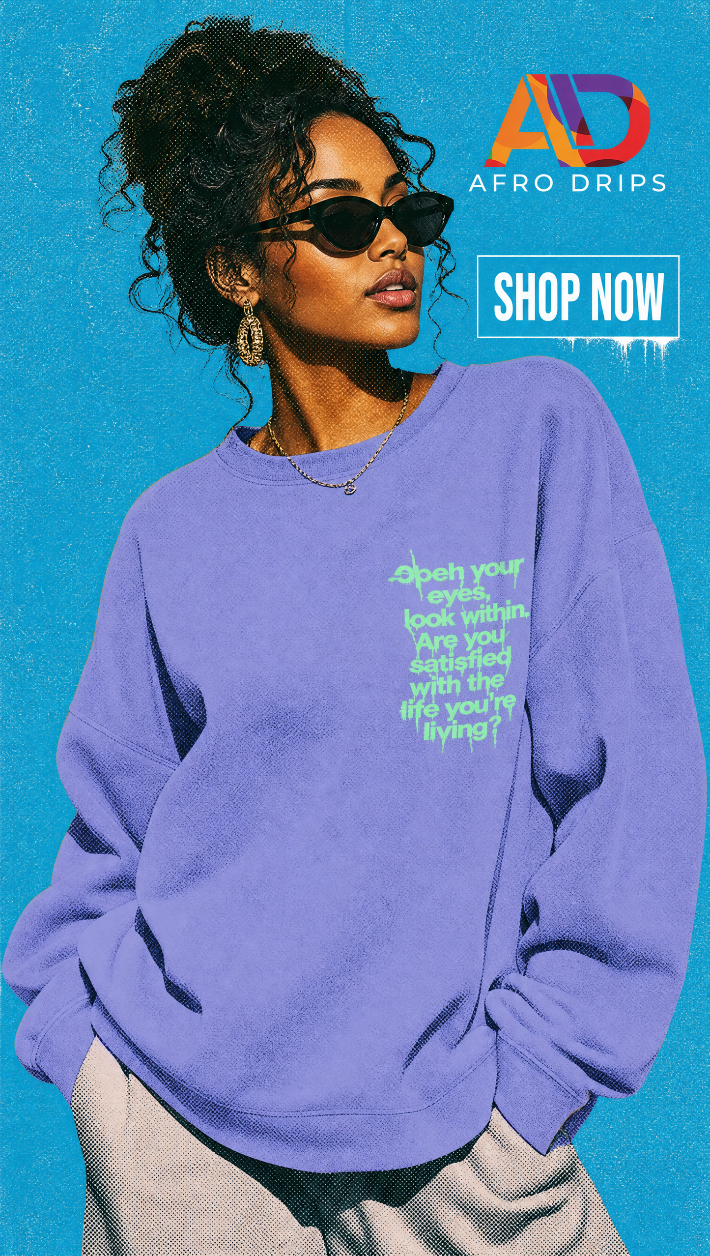 Motivational Quote Sweatshirt — "Open Your Eyes, Look Within" Lavender Crewneck
