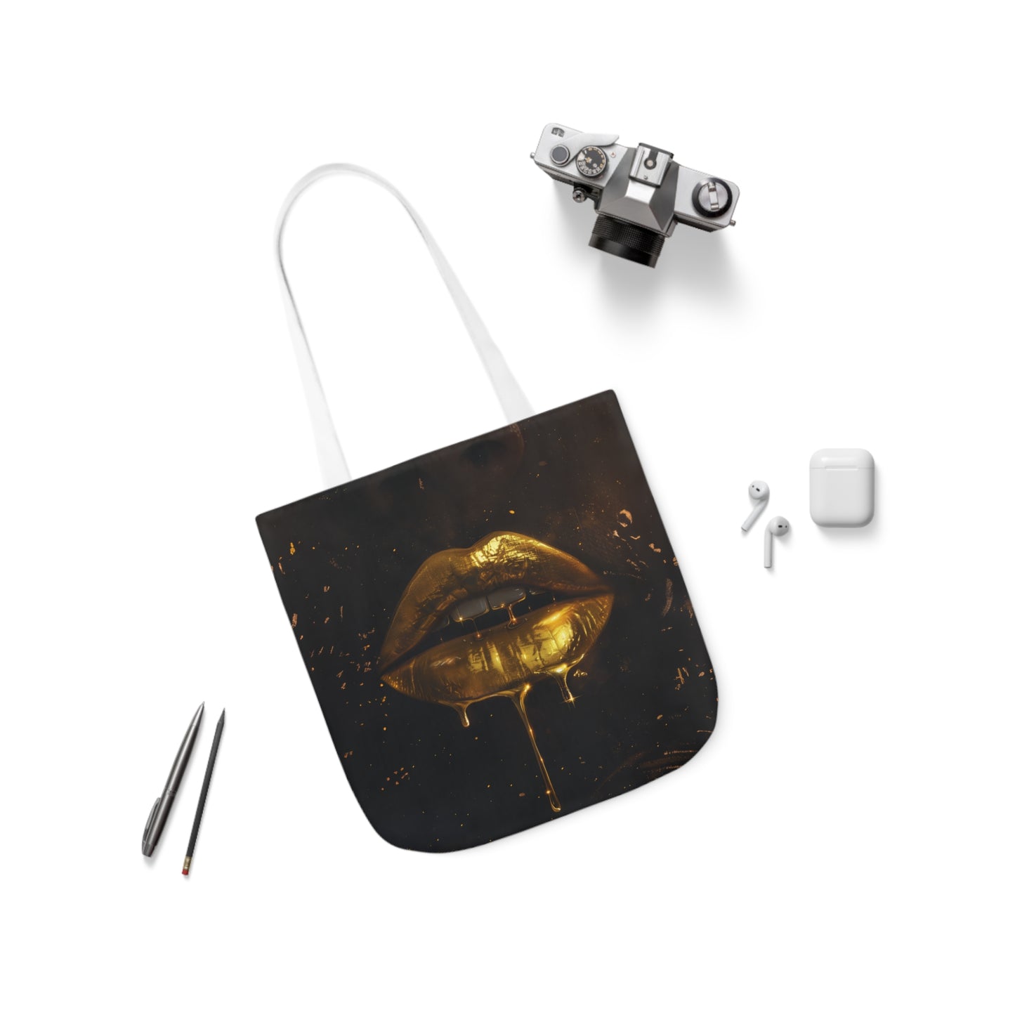 Gold Lip Drip - Canvas Tote Bag