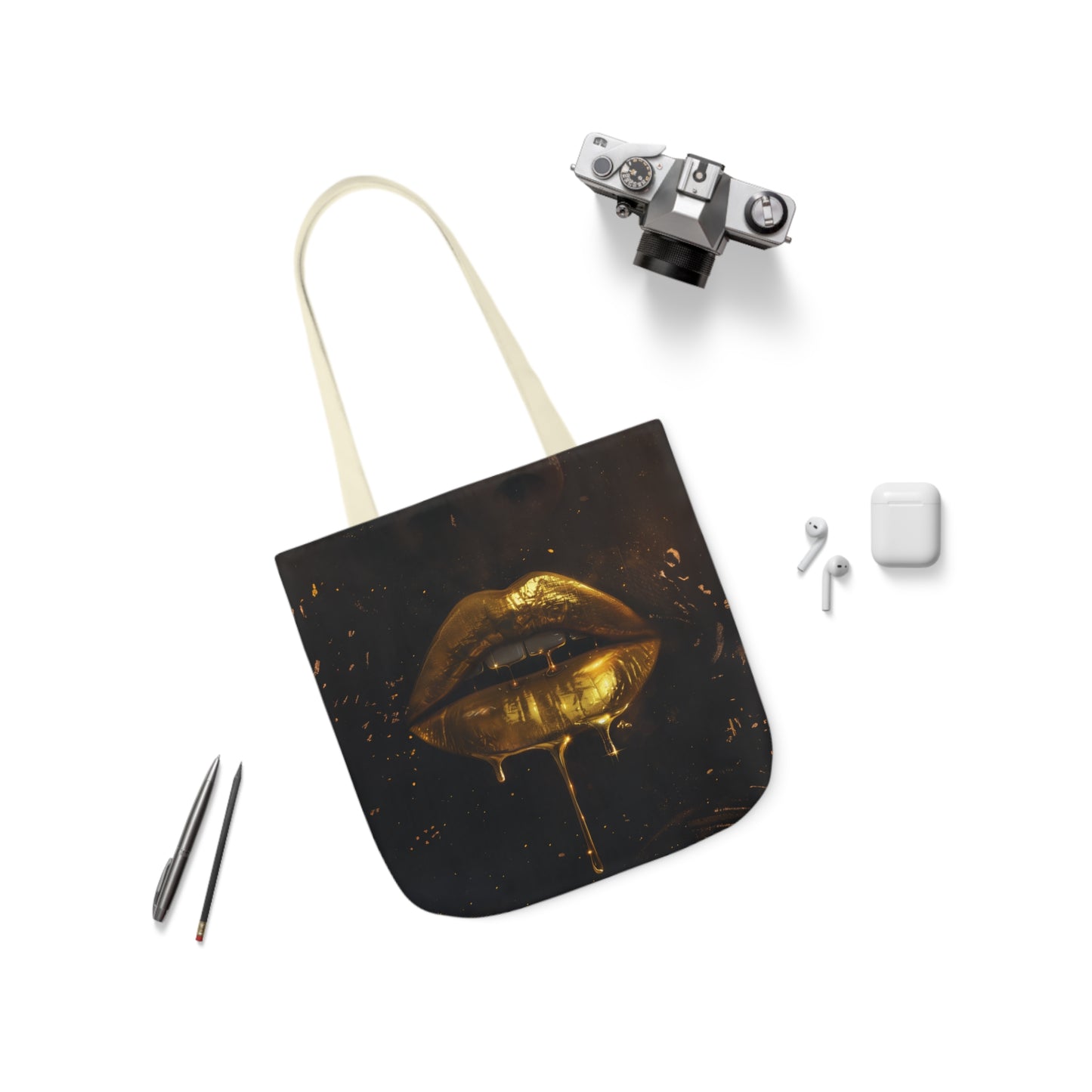 Gold Lip Drip - Canvas Tote Bag