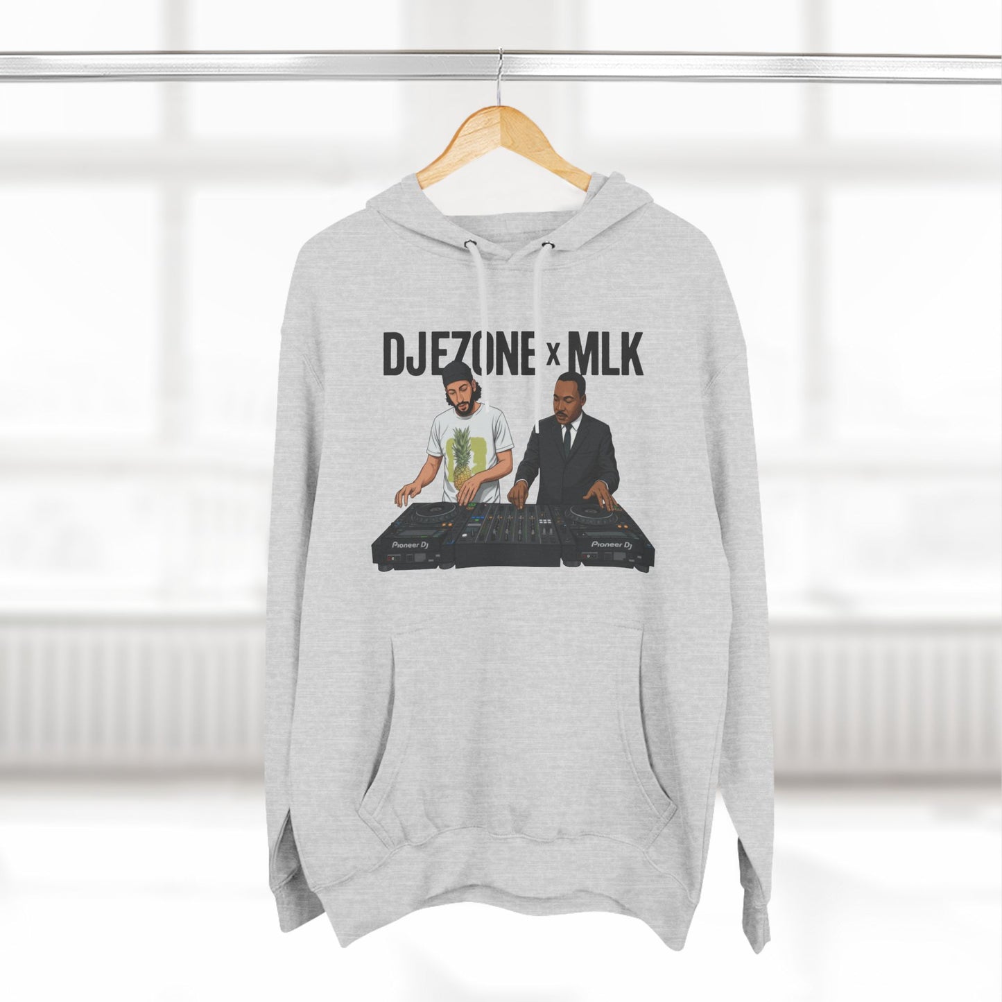 DJ Turntable Collaboration Hoodie — 'DJEZONI x MLK' Graphic Fleece Pullover