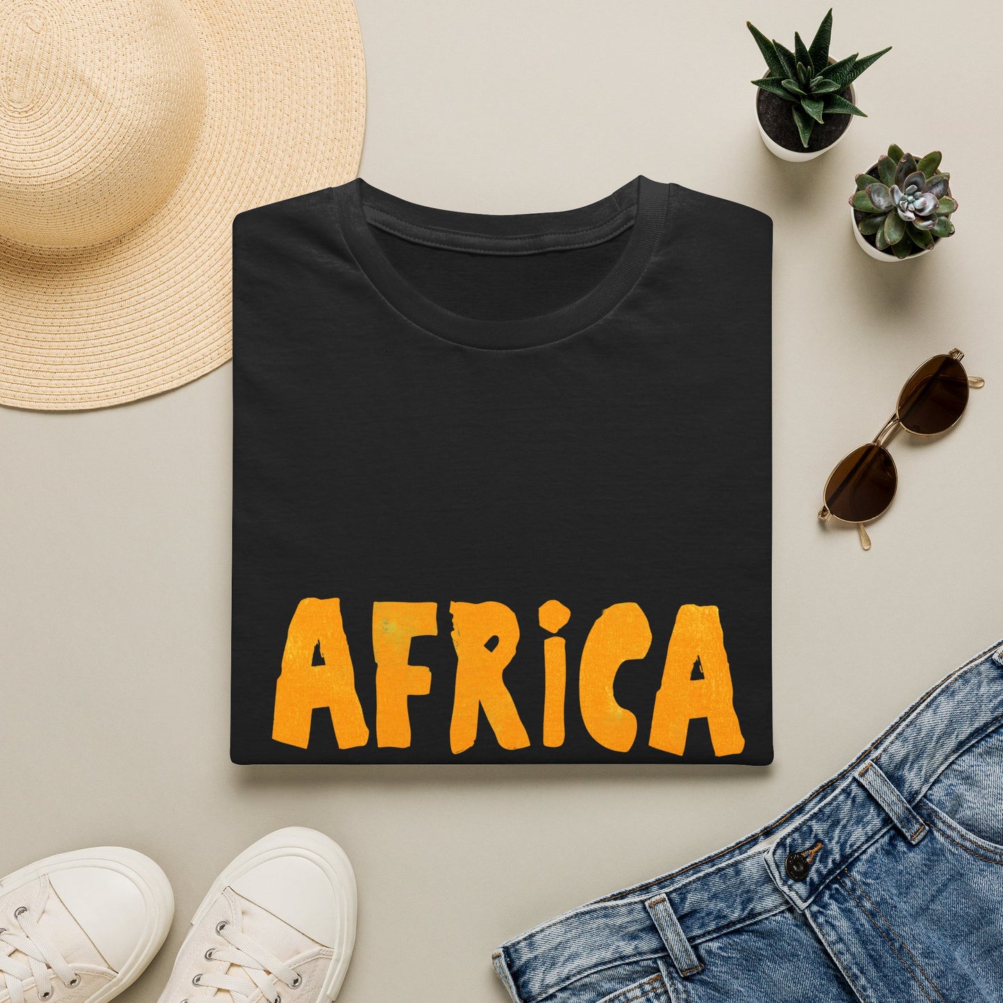 Africa Unite Tee — Hand-Painted Orange Type