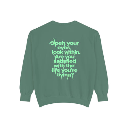 Motivational Quote Sweatshirt — "Open Your Eyes, Look Within" Lavender Crewneck