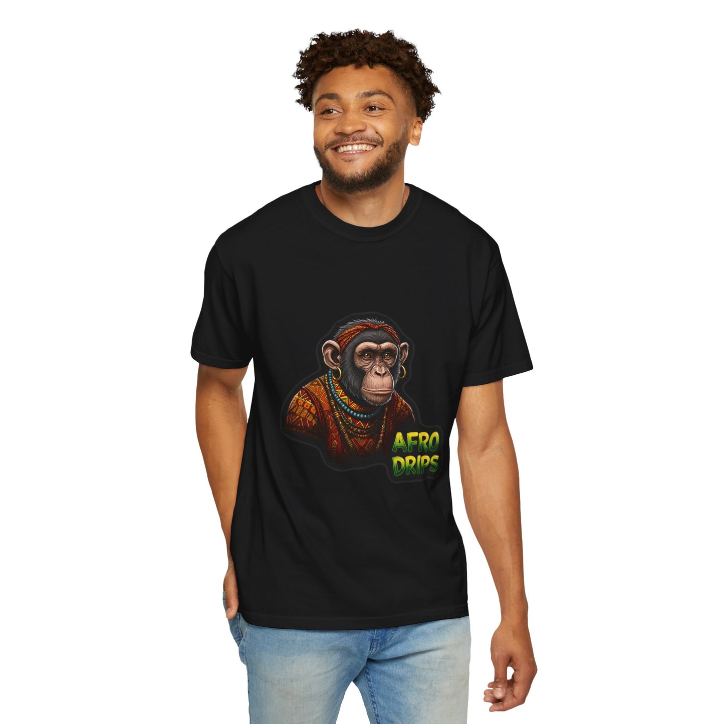 Afro Drips Unisex Garment-Dyed T-Shirt - Unique Graphic Tee for All