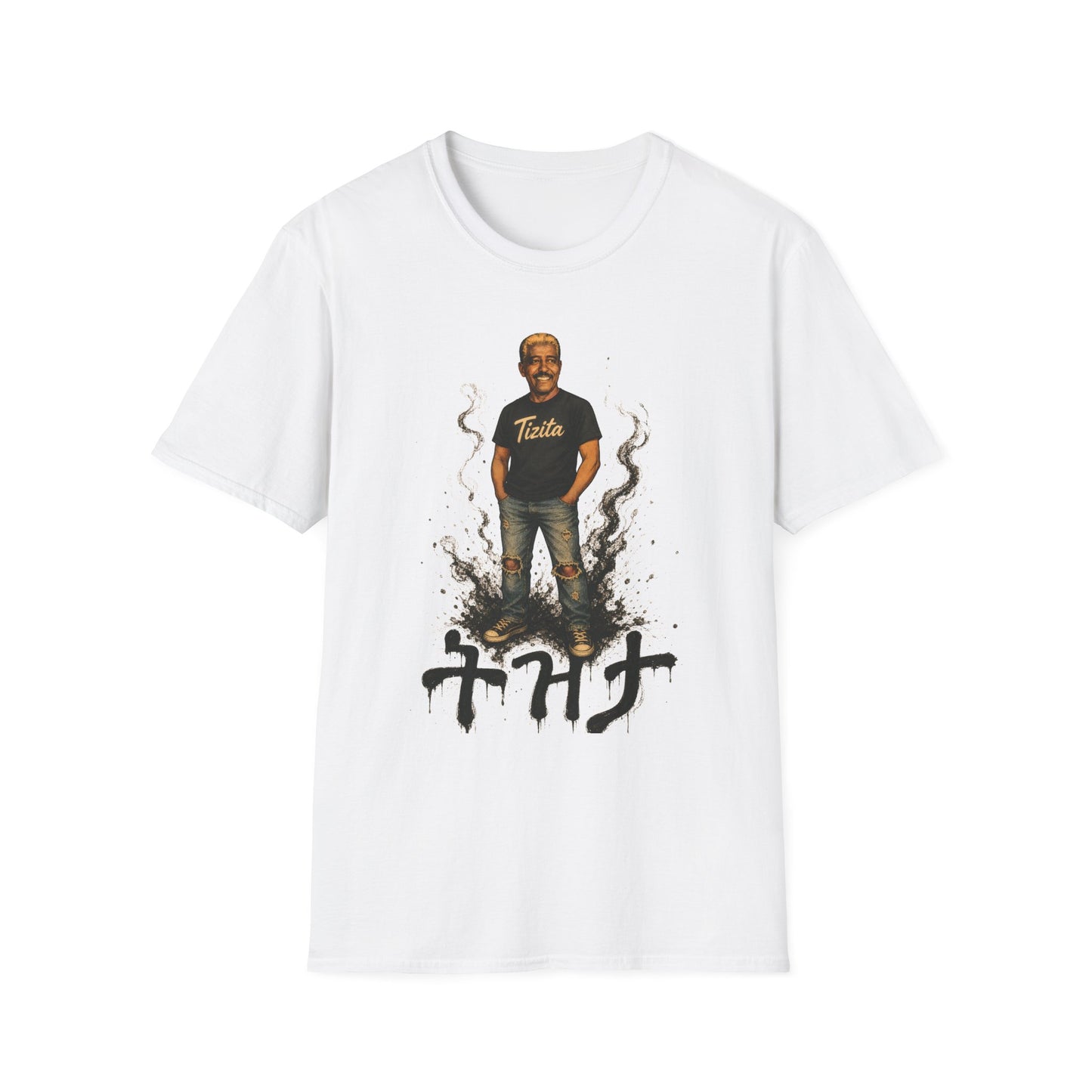 T-Shirt — Retro Graphic 'TIZITA' Portrait Tee (Vintage Vibe, Smoky Accent)