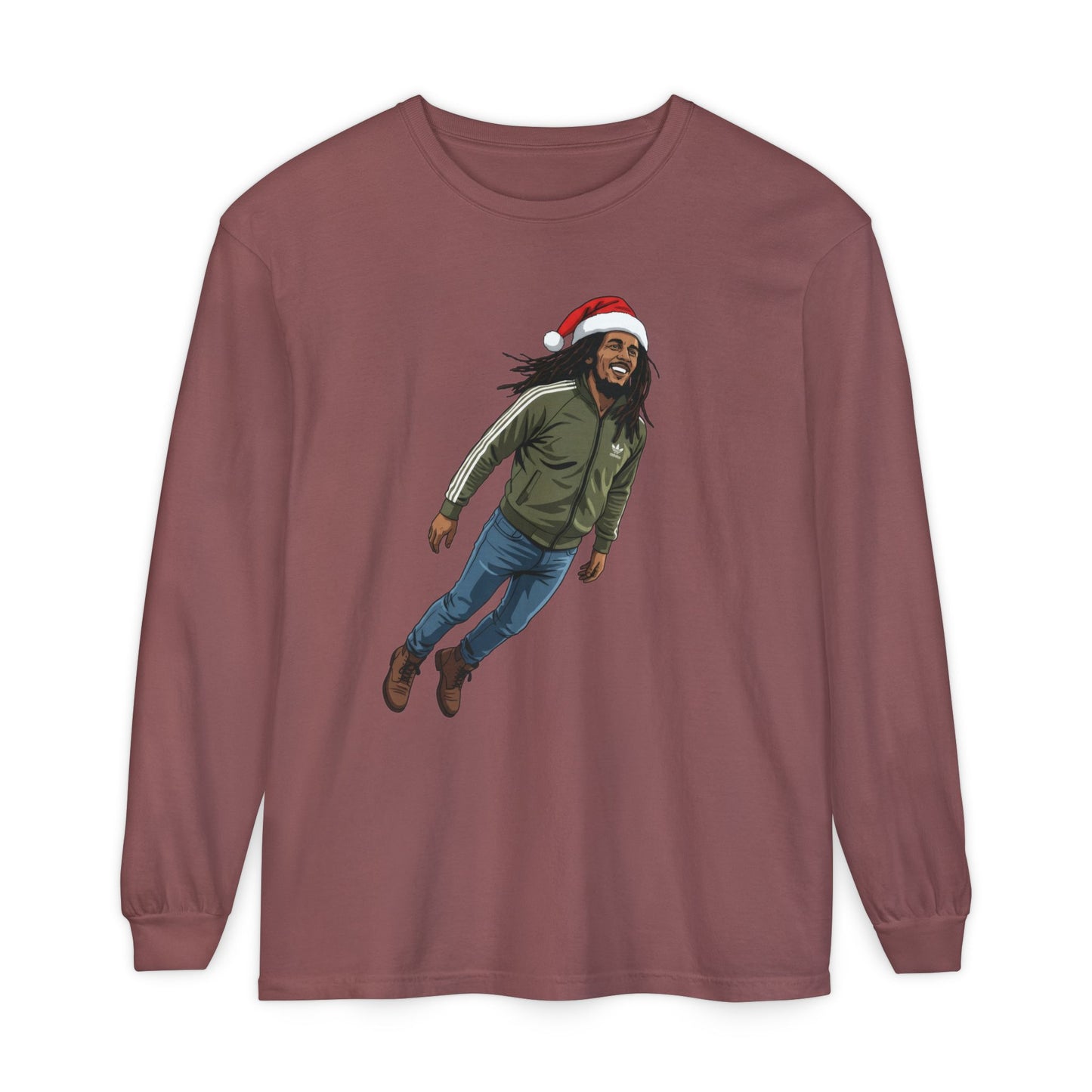Santa Hat Rasta Man Long Sleeve Tee