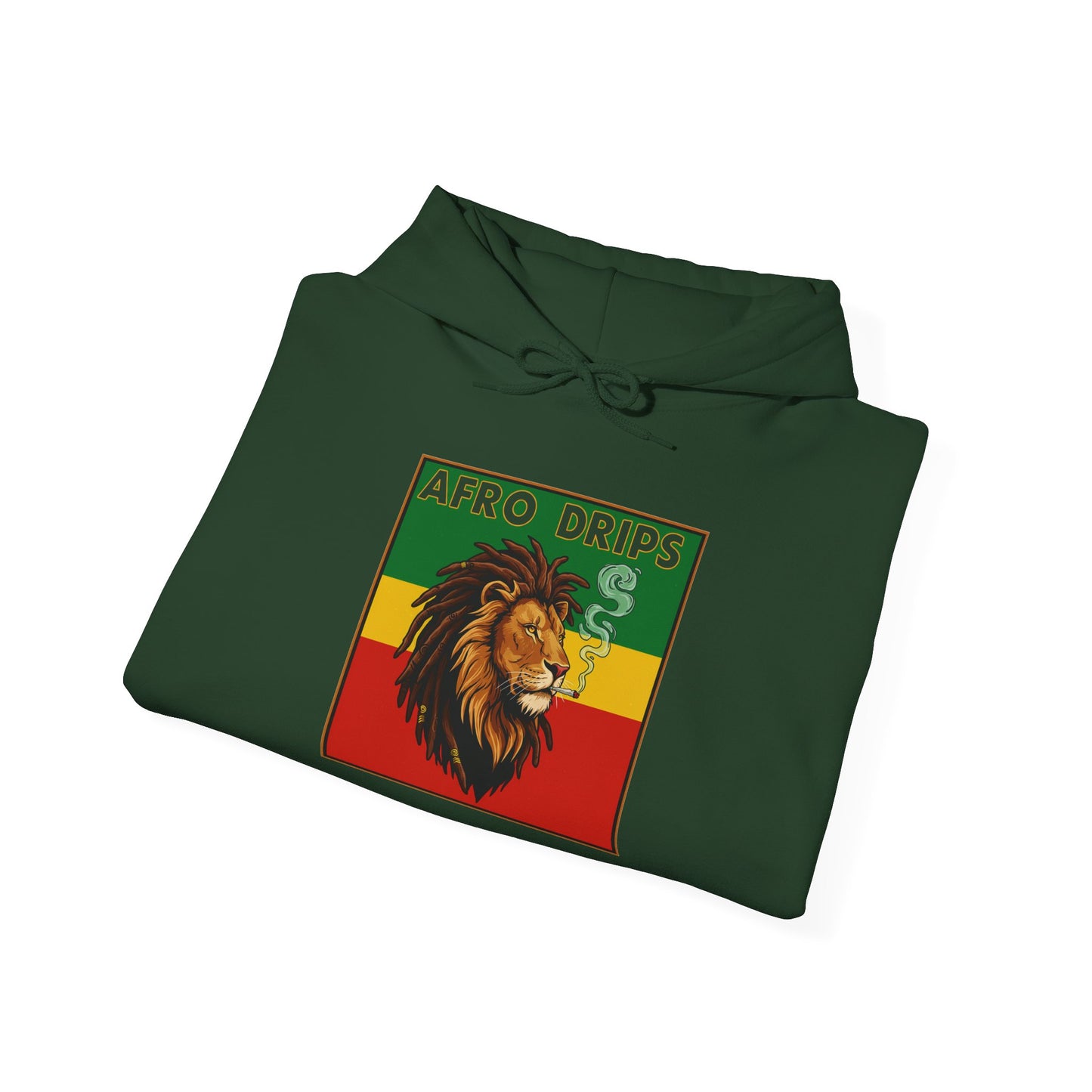 Afro Drips Unisex Heavy Blend Hoodie - Stylish Rasta Lion Design