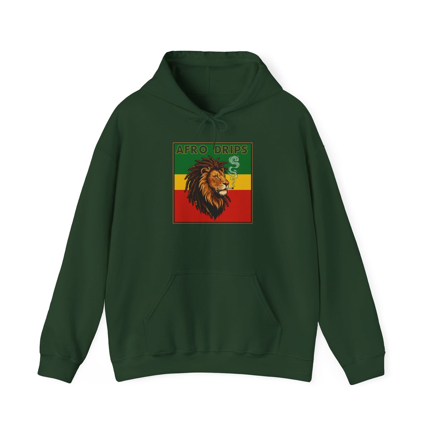 Afro Drips Unisex Heavy Blend Hoodie - Stylish Rasta Lion Design