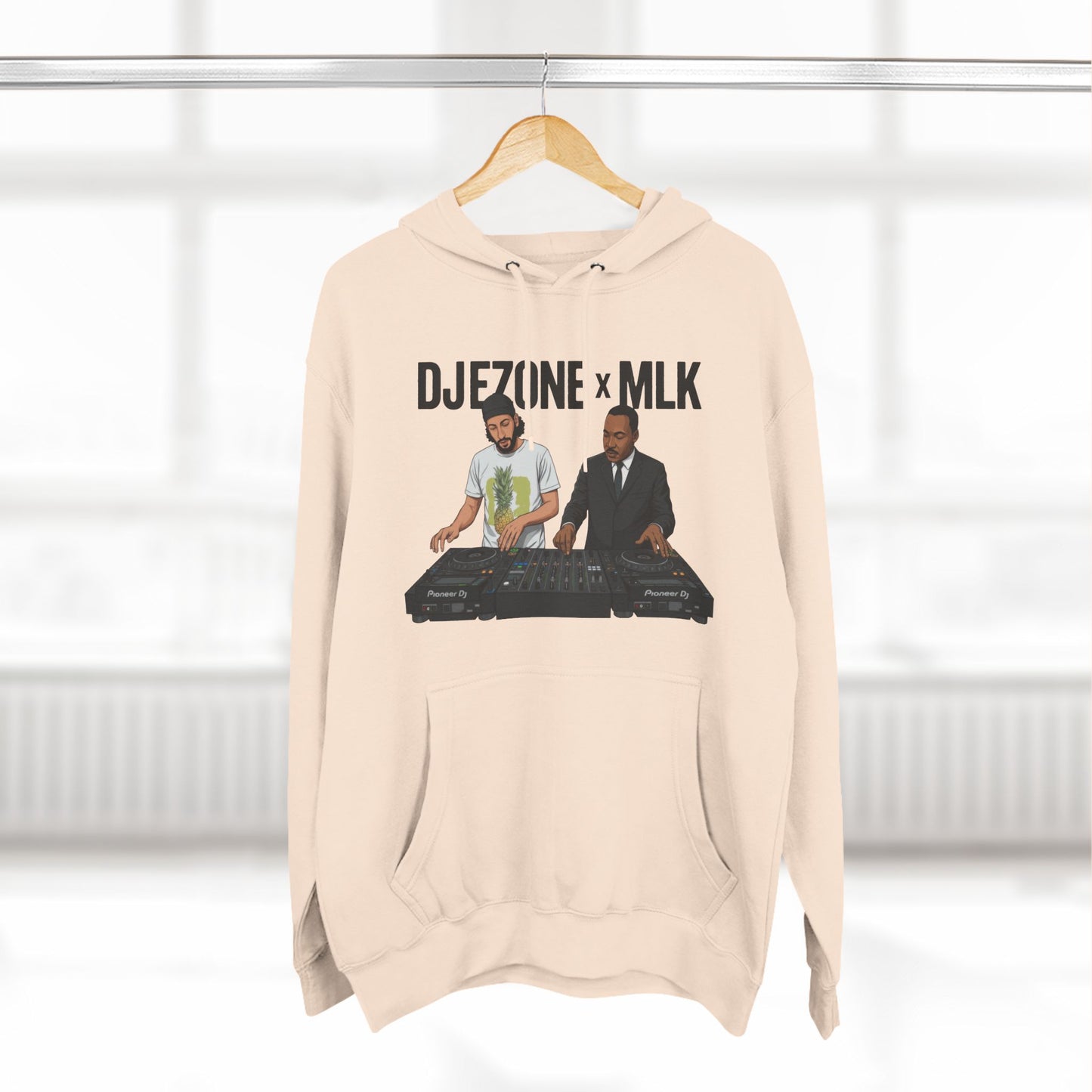DJ Turntable Collaboration Hoodie — 'DJEZONI x MLK' Graphic Fleece Pullover