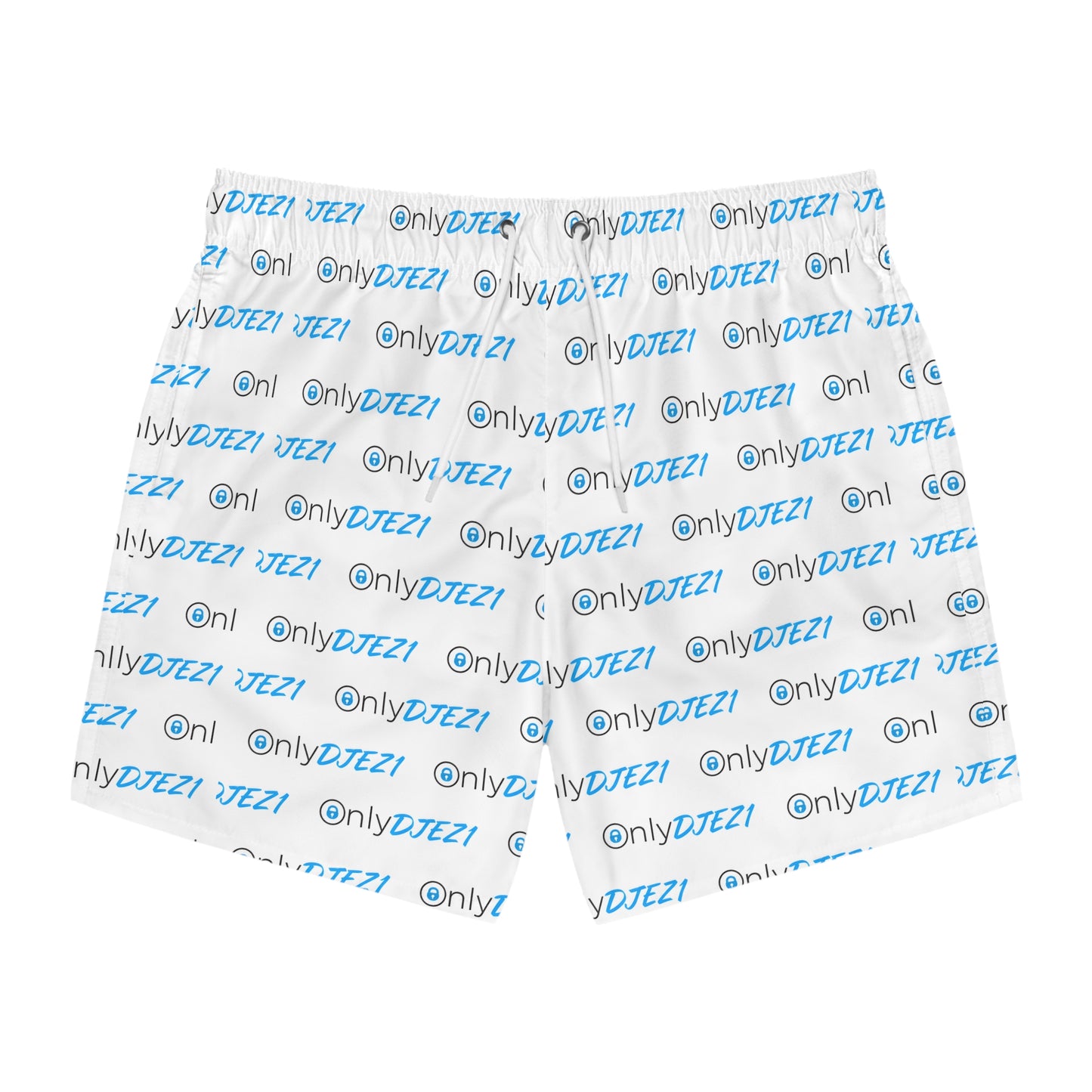 DJEZ1 Swim Trunks — All-Over Logo Print