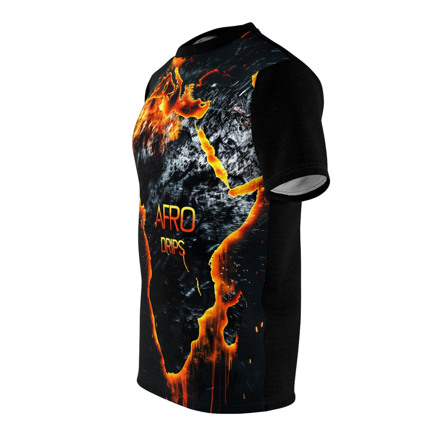 Afro Drip Flame Map - Unisex Cut & Sew Tee