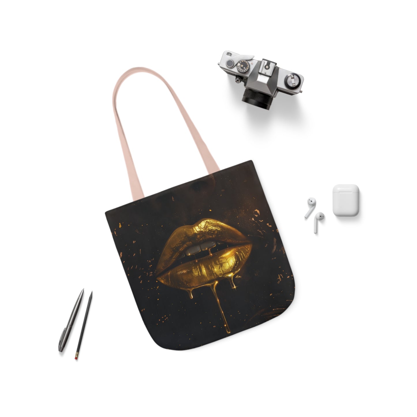 Gold Lip Drip - Canvas Tote Bag