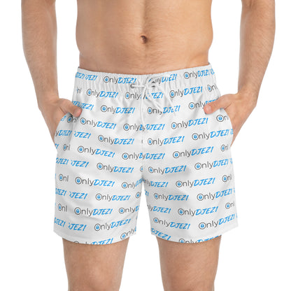 DJEZ1 Swim Trunks — All-Over Logo Print