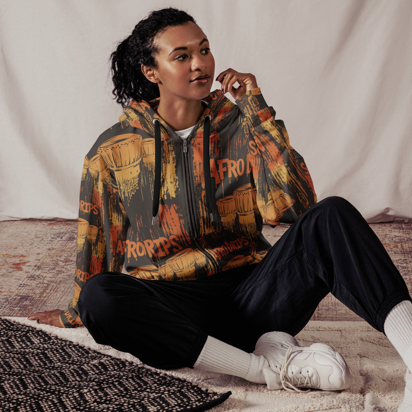 AFRO DRIPS DRUMS - Unisex zip hoodie