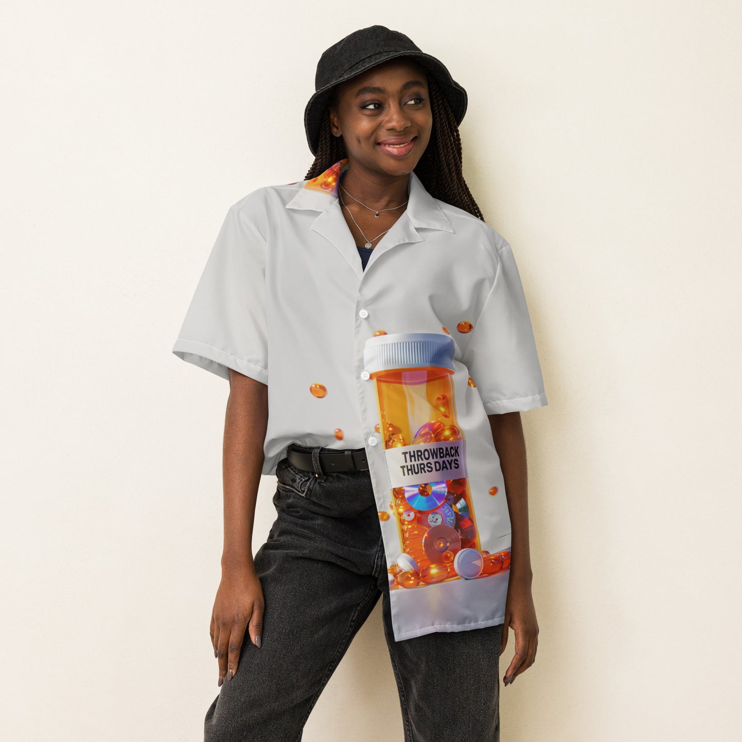 Throwback Thursdays Pill Bottle - Unisex button shirt