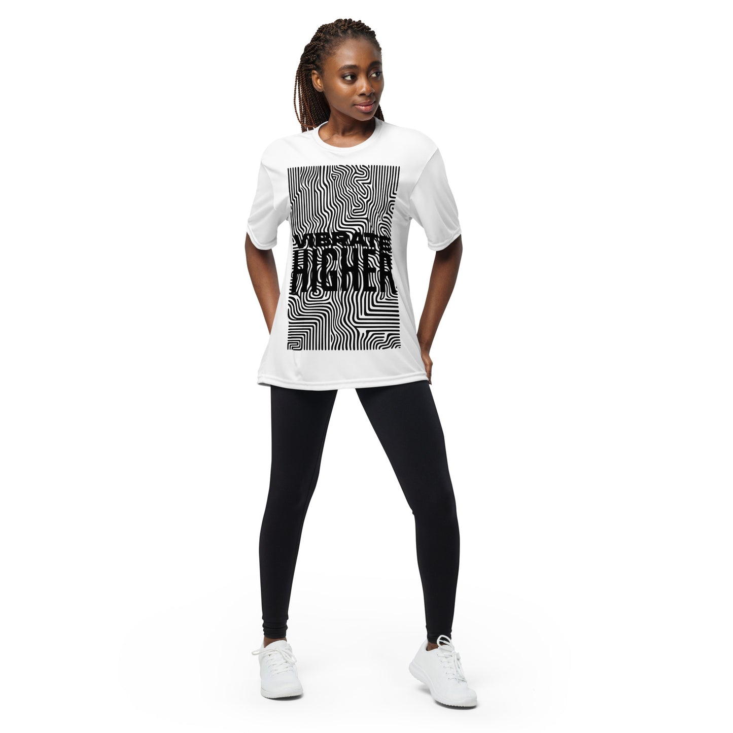 VIBRATE HIGHTER White - Unisex performance crew neck t-shirt