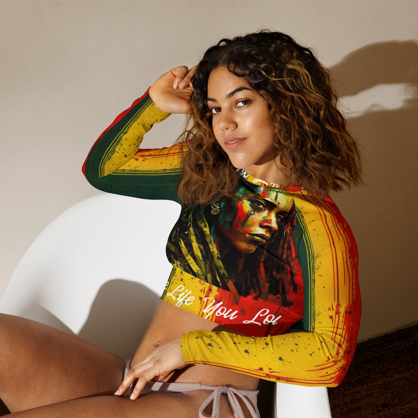 Rasta Woman - Recycled long-sleeve crop top